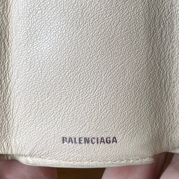 Balenciaga Papier Calfskin Leather Mini Wallet in Bone Cream Beige Tapioca - Picture 12 of 16
